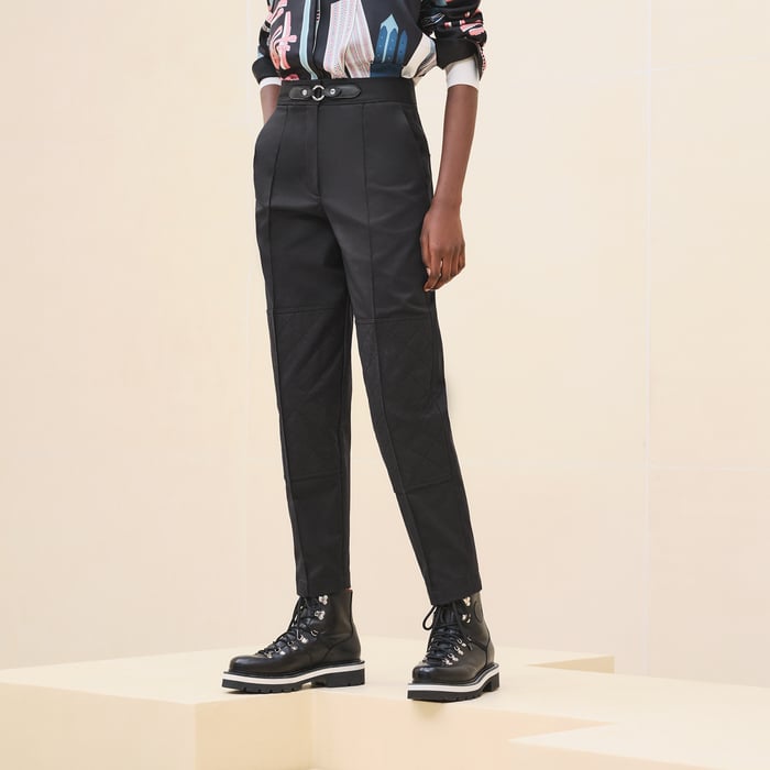 Noir Mixed Leather Quilted Pants