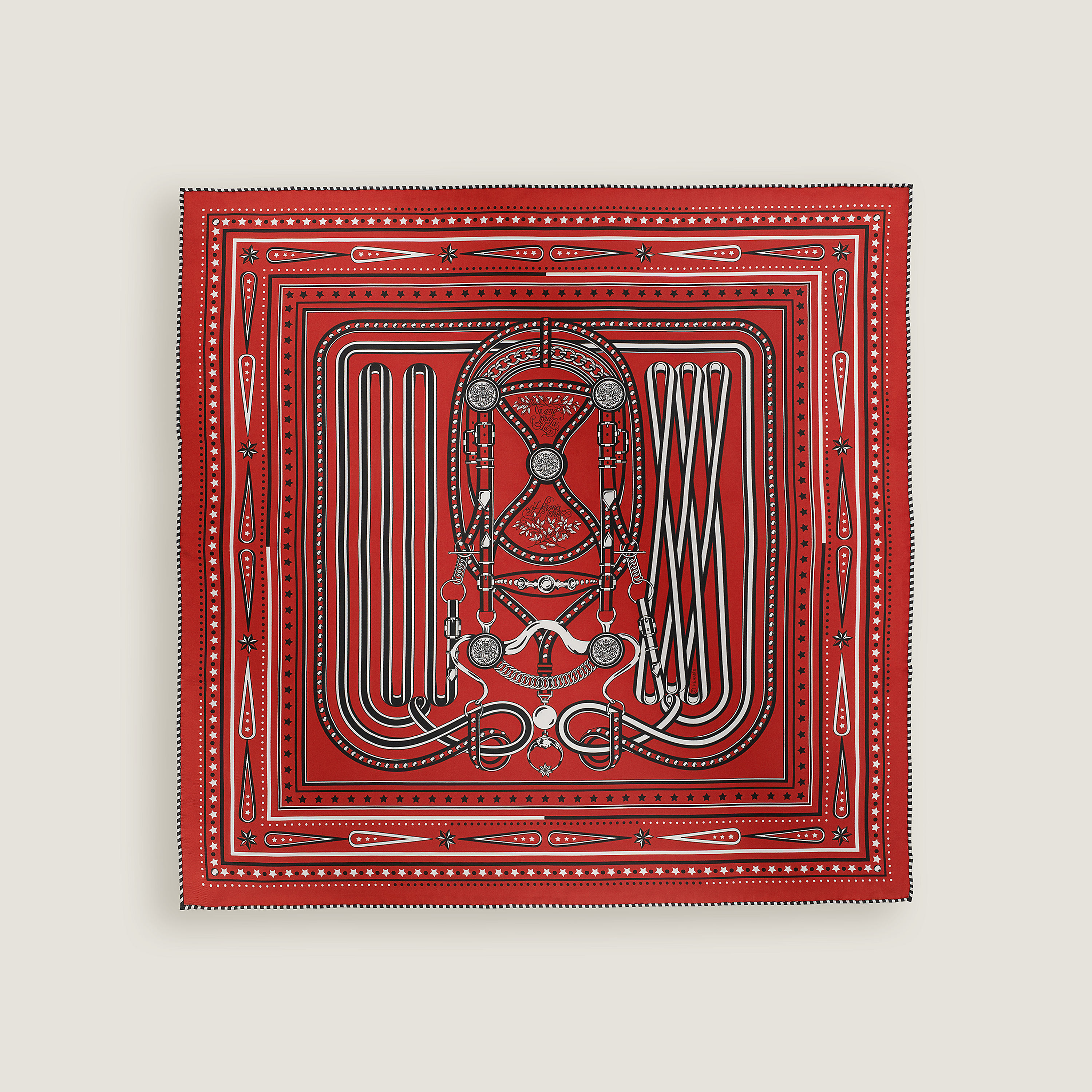 Hermès Grand Tralala bandana 55 Rouge/Noir/Blanc | BagUSeek