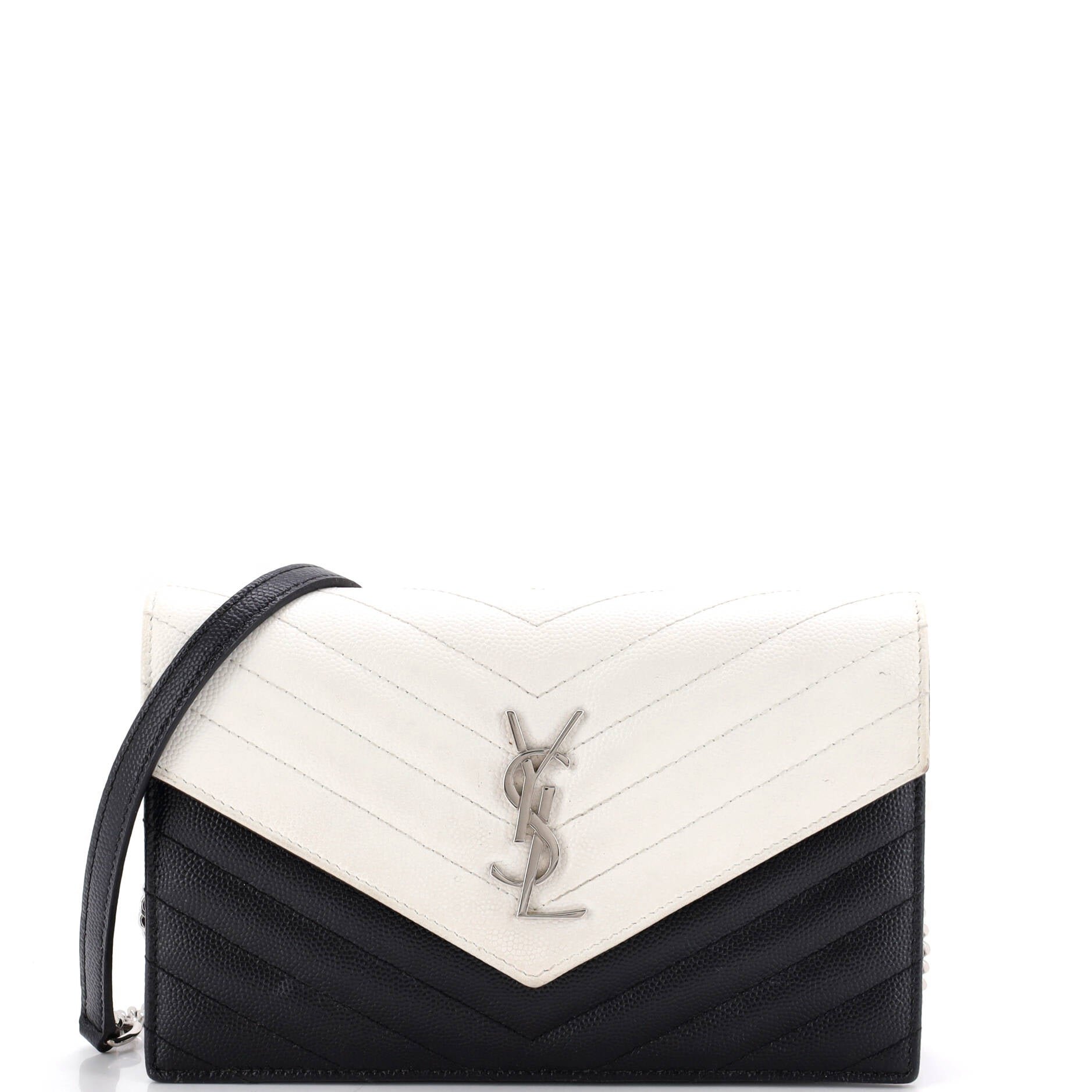 Classic Monogram Wallet on Chain Matelasse Chevron Leather Small