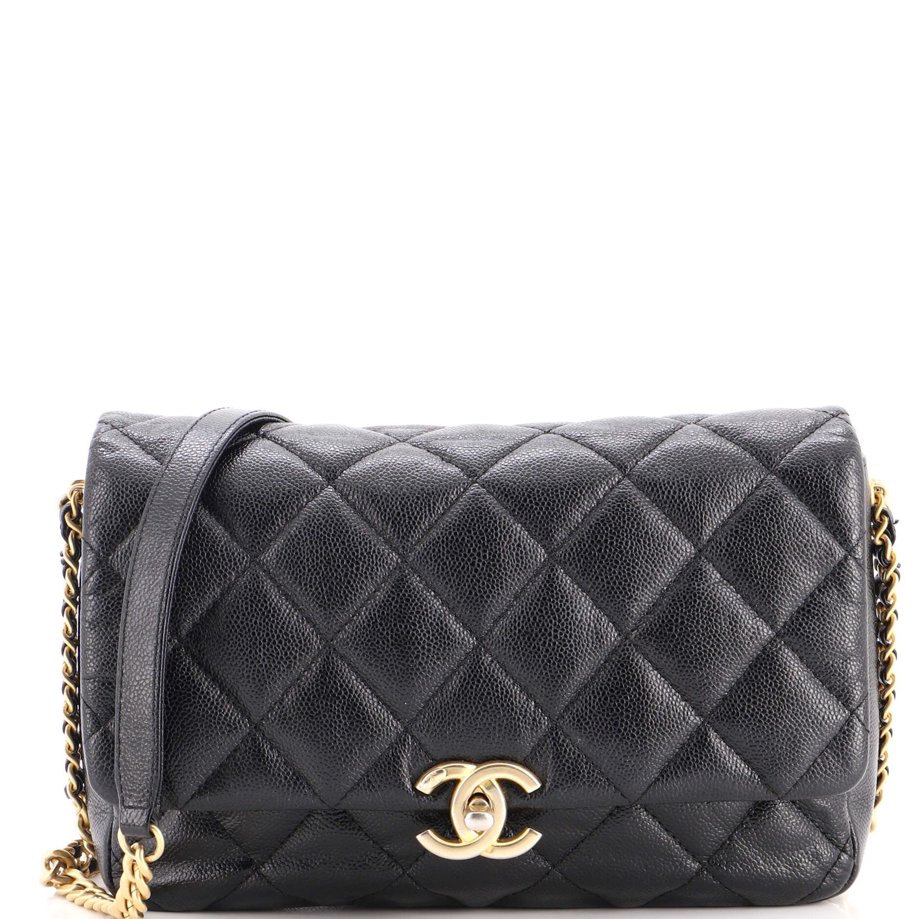 Vintage Classic Double Flap Bag Quilted Caviar Small