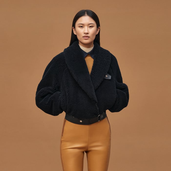 Bleu Noir Short Leather Coat