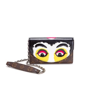 Louis Vuitton Multicolor Epi and Brown Monogram Coated Canvas Kabuki Mask Chain Wallet Silver Hardware, 2017
