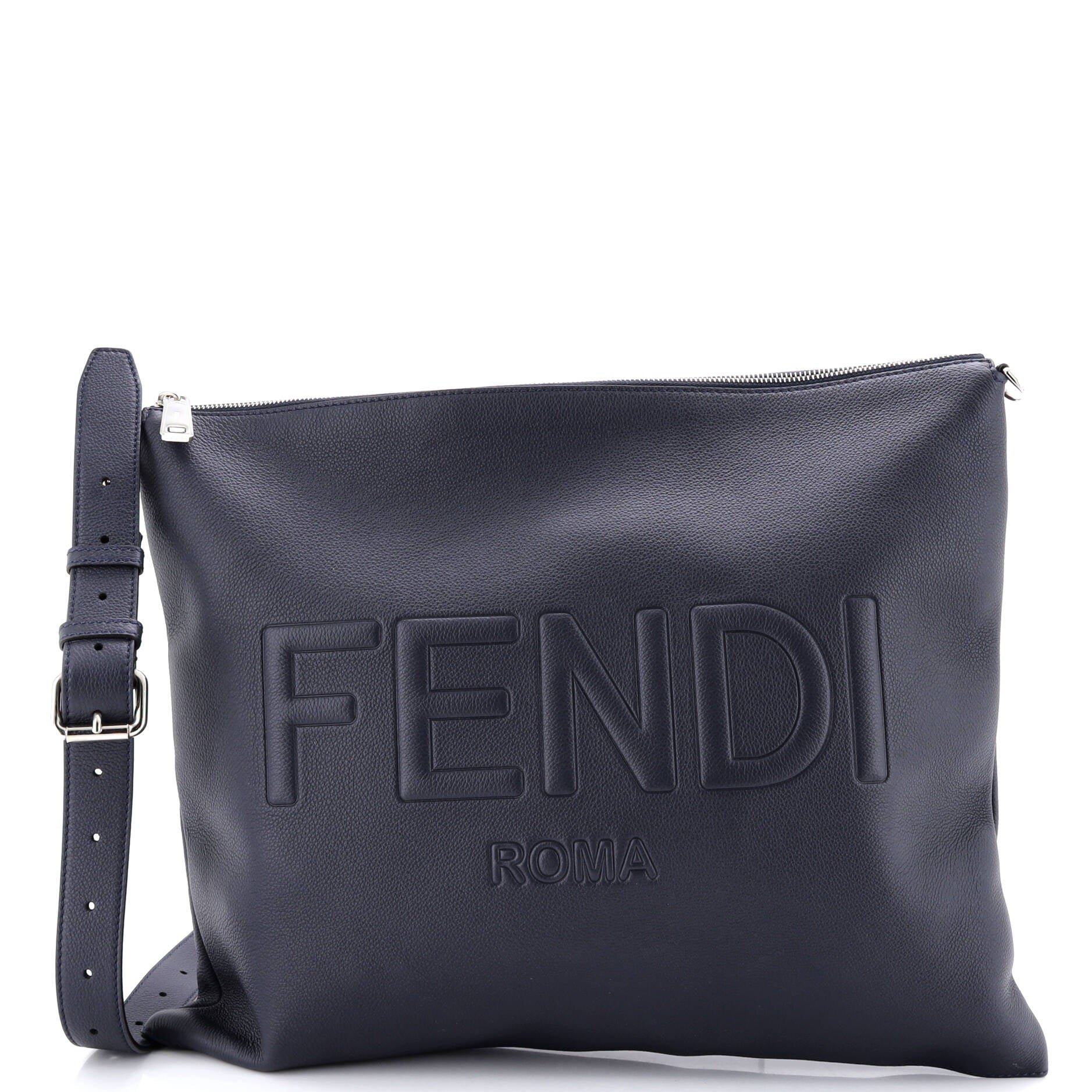 Fendi After Zip Shoulder Bag Leather Large