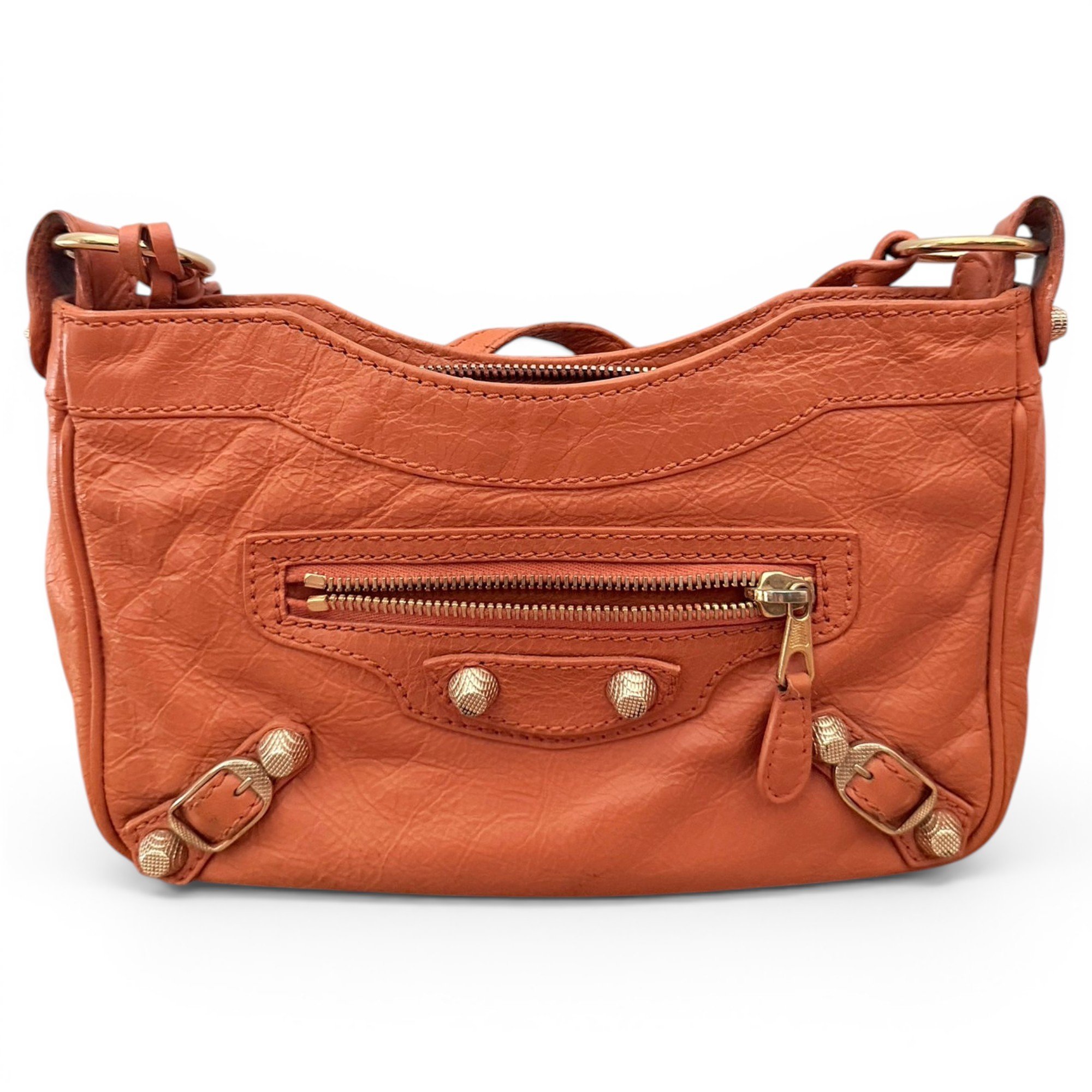 Hip leather handbag