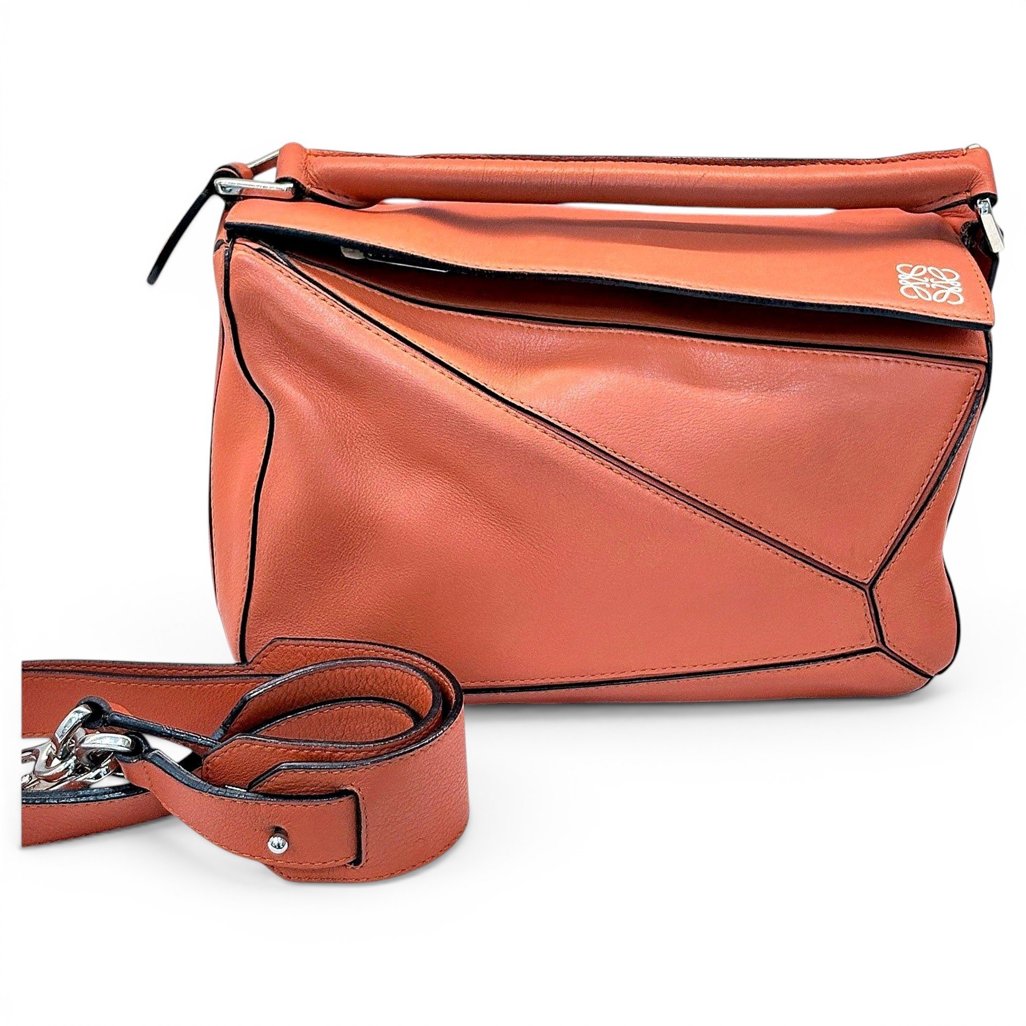 Puzzle leather handbag
