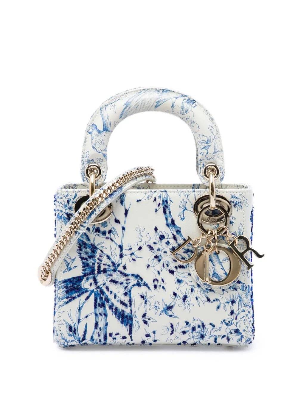 2022 Mini Calfskin Beaded Jardin D Hiver Lady Dior satchel