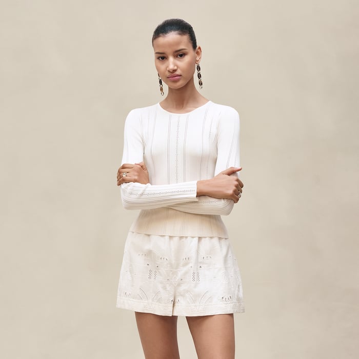 Blanc Céramique "l'Enseigne Du Sellier" Long-sleeve Sweater