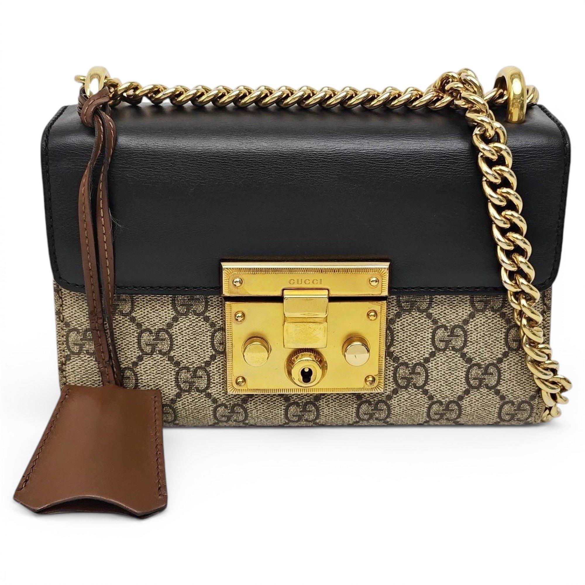 Padlock leather handbag