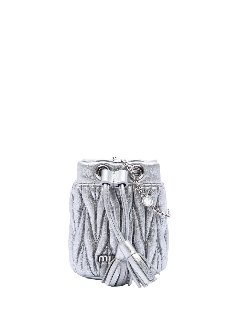 2010-2026 Mini Metallic Matelasse Nappa Crystal Chain bucket bag