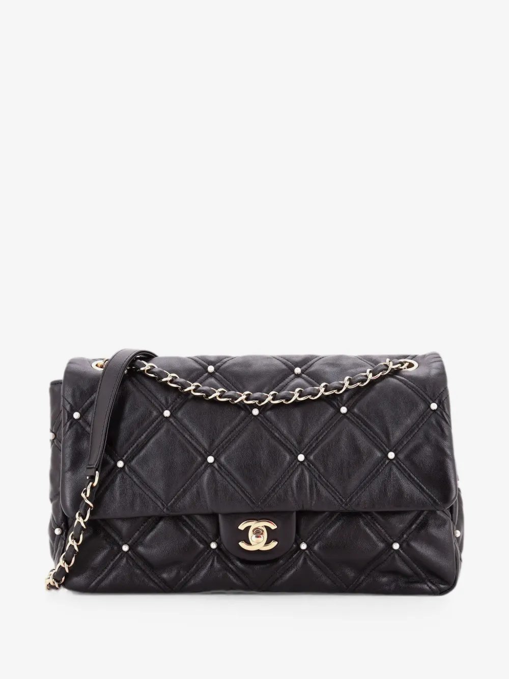 CC Flap Bag Pearl Studded Quilted Lambskin Medium shoulder bag