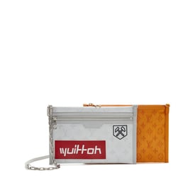 Louis Vuitton Virgil Abloh Orange and White Monogram Denim and Coated Canvas Double Flat Messenger 2Way Silver Hardware, 2019