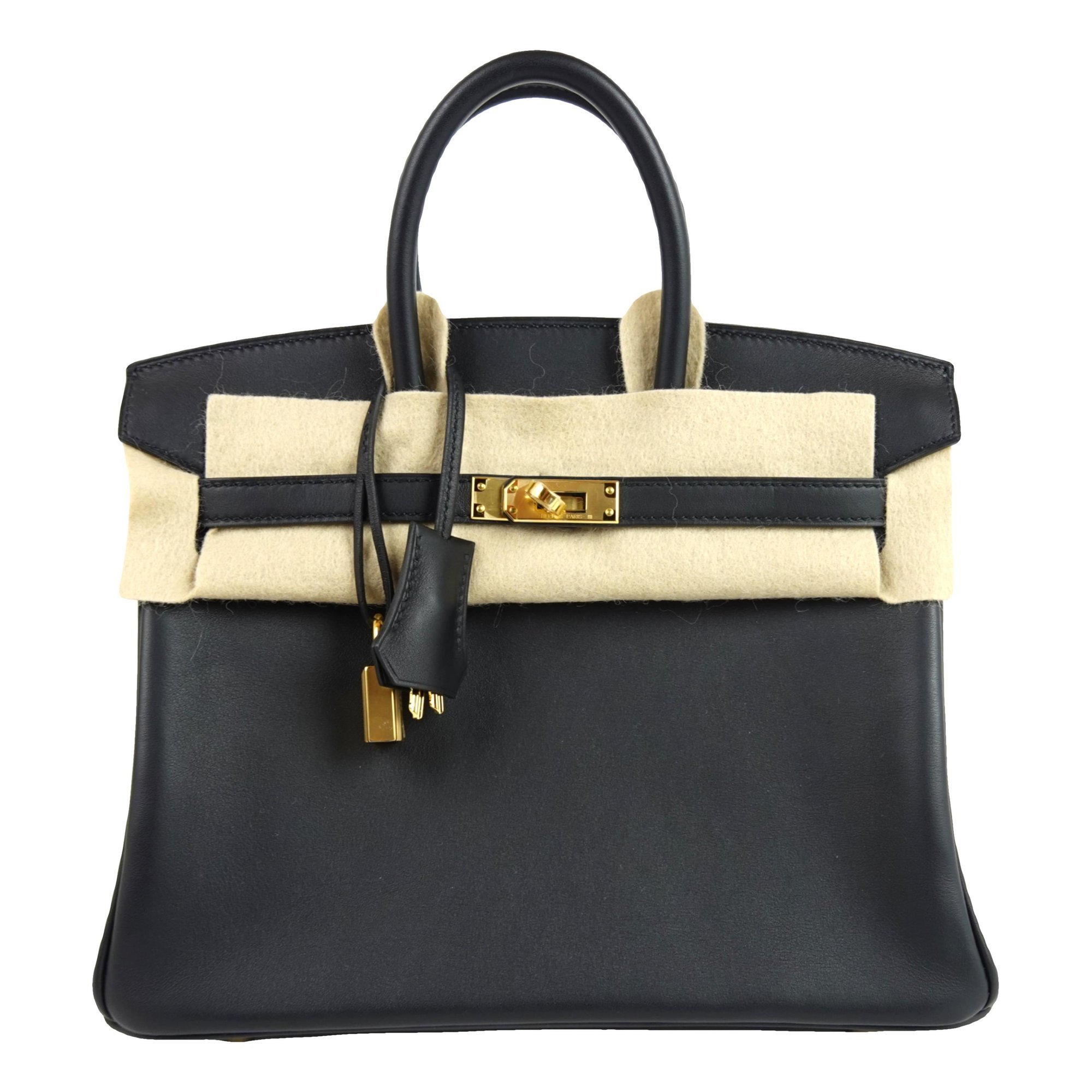 Hermes Birkin 25 Handbag Black Swift Leather