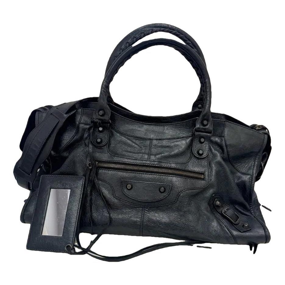 City leather handbag