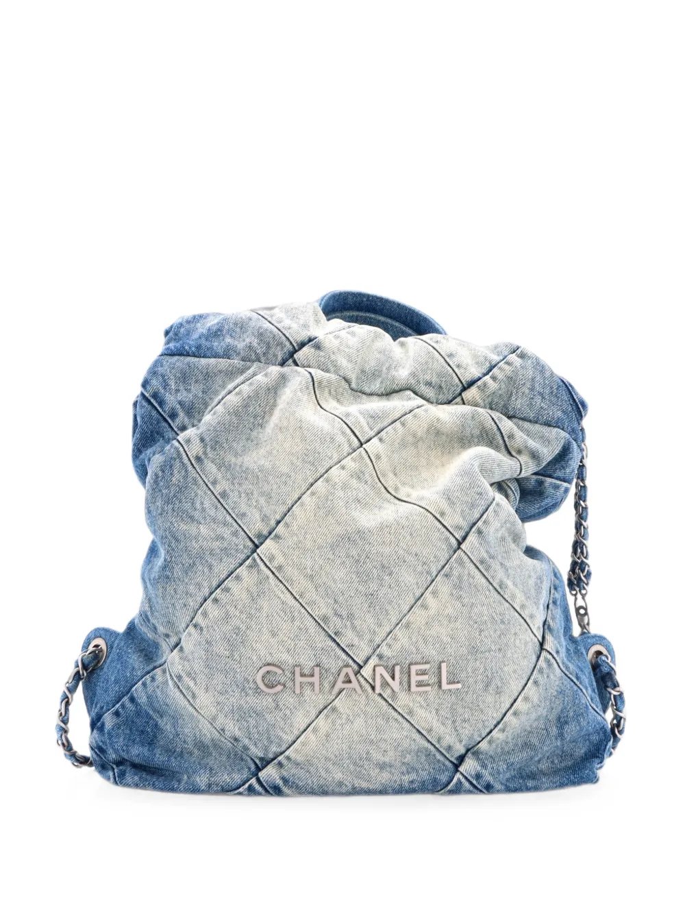 22 Chain Quilted Denim Medium backpack