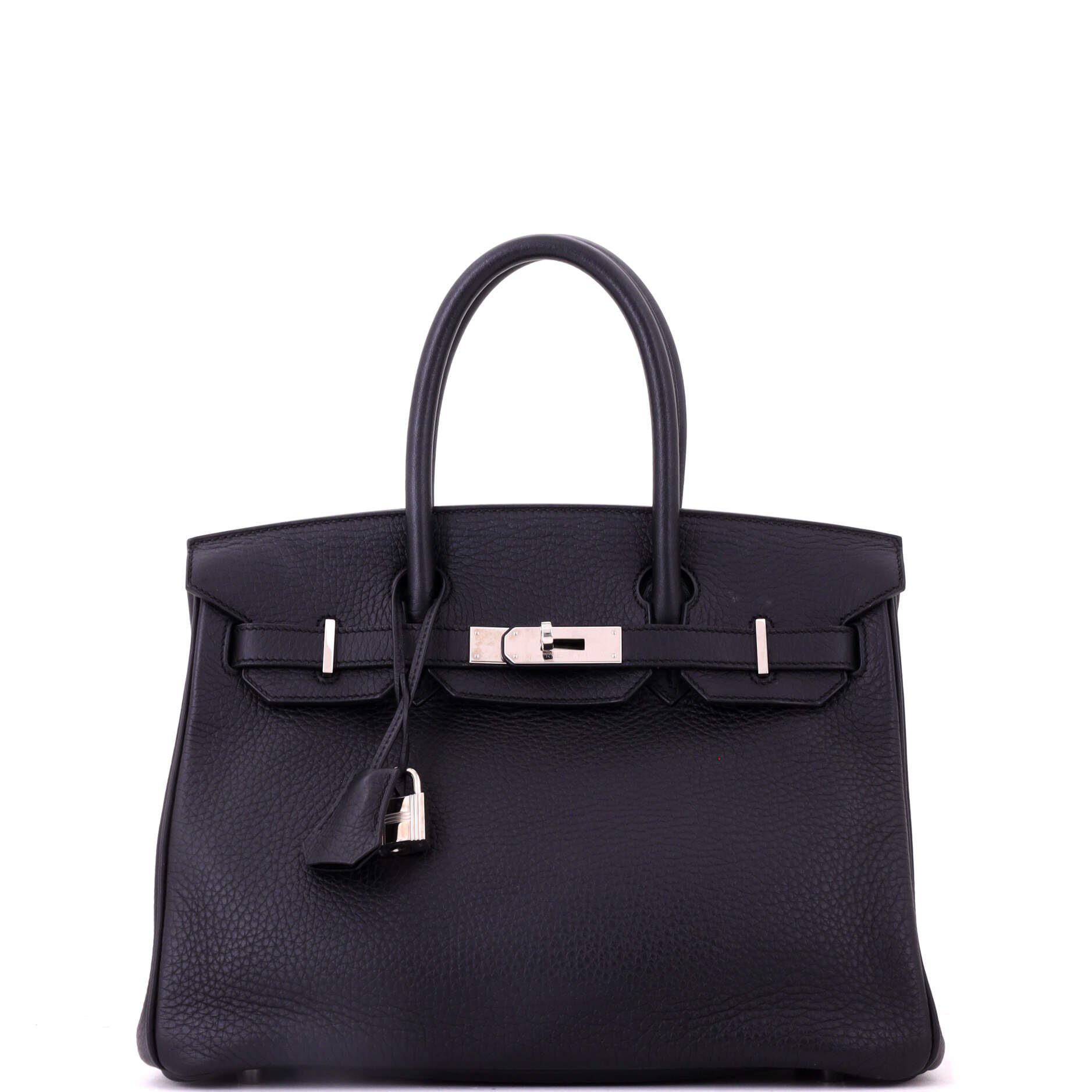 Birkin Handbag Noir Clemence with Palladium Hardware 30