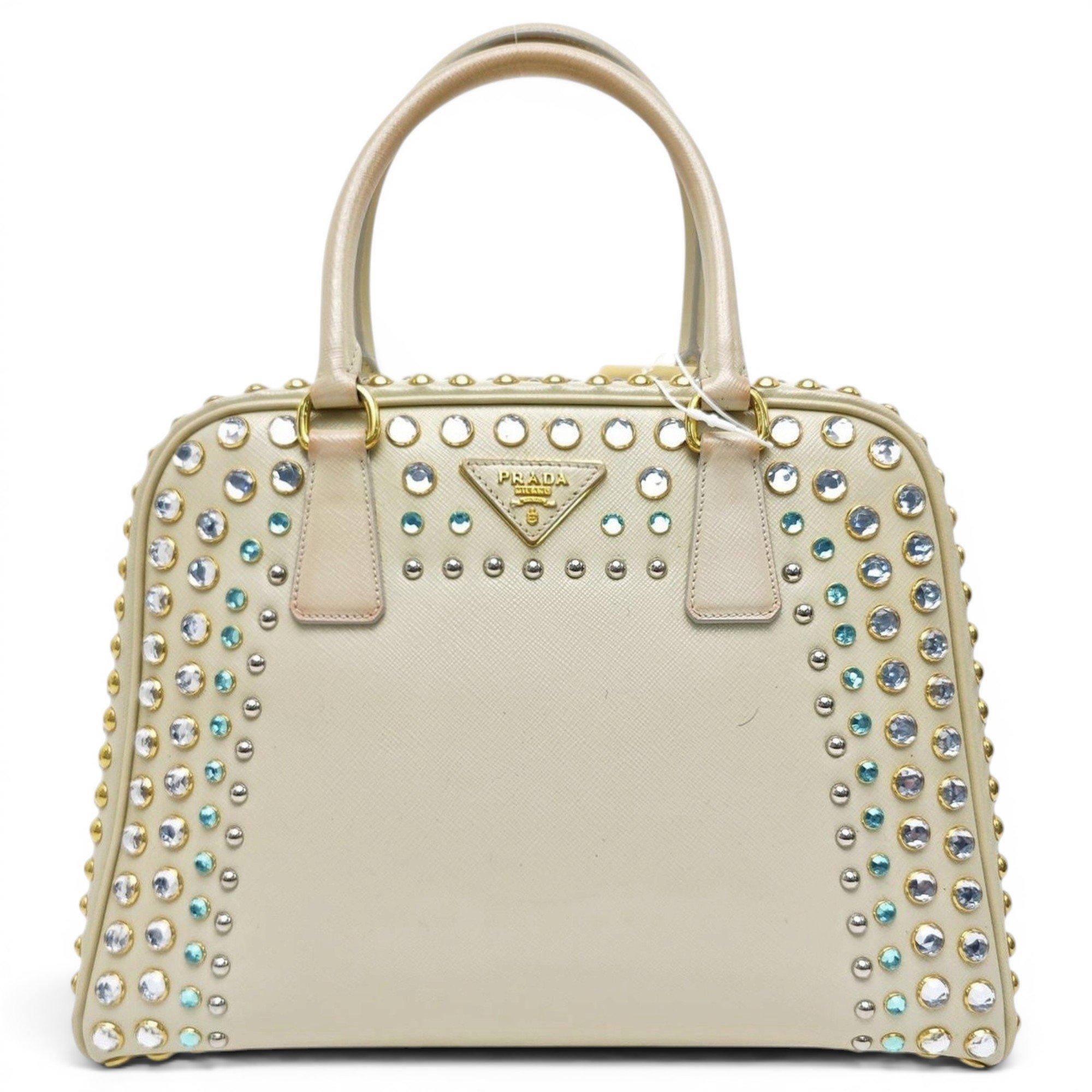 Pyramid leather handbag