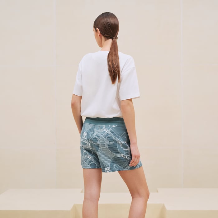 Bleu Arctique "Eperon d'Or Bandana" Shorts