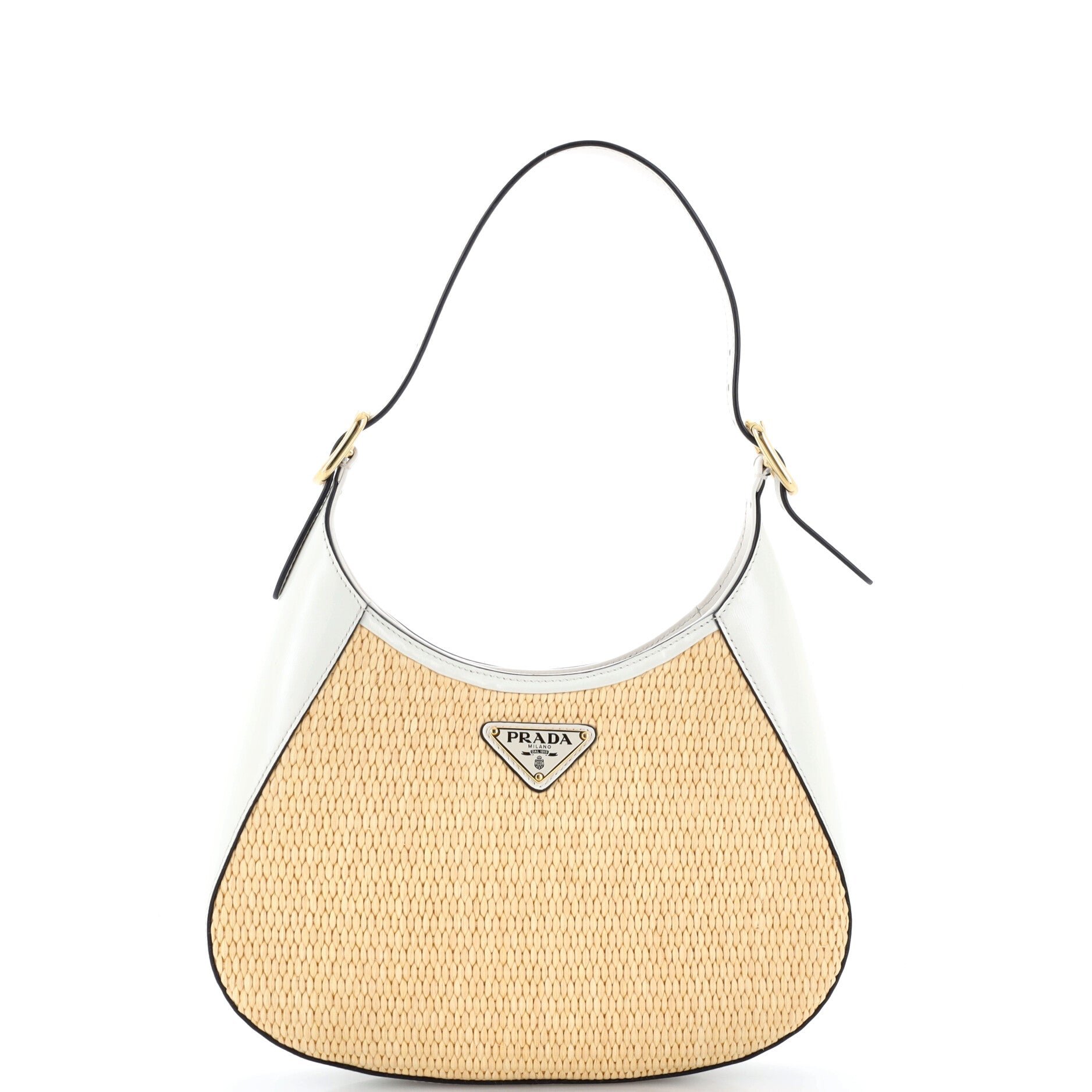 Cleo Shoulder Bag Raffia with Leather Medium