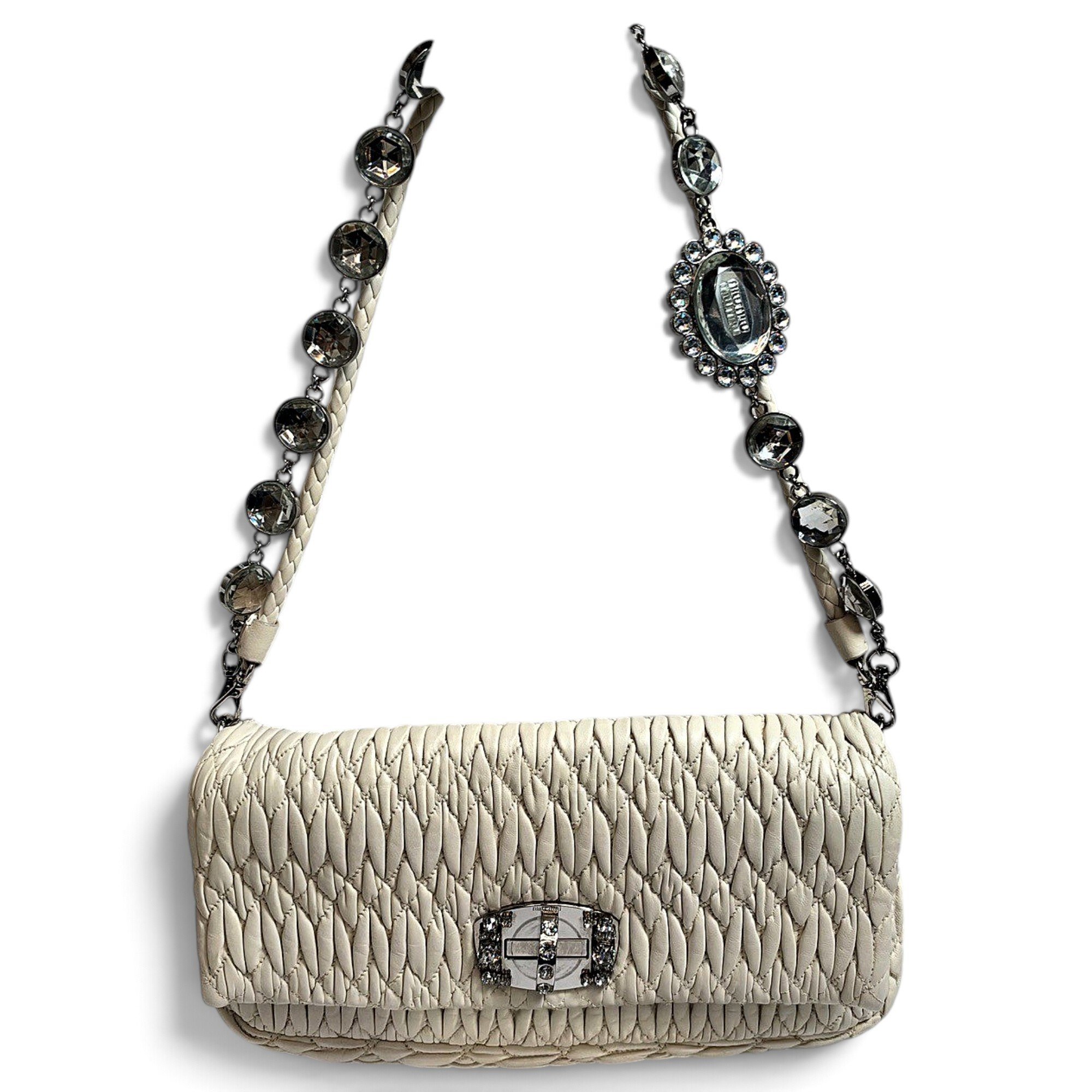 Miu Crystal leather handbag