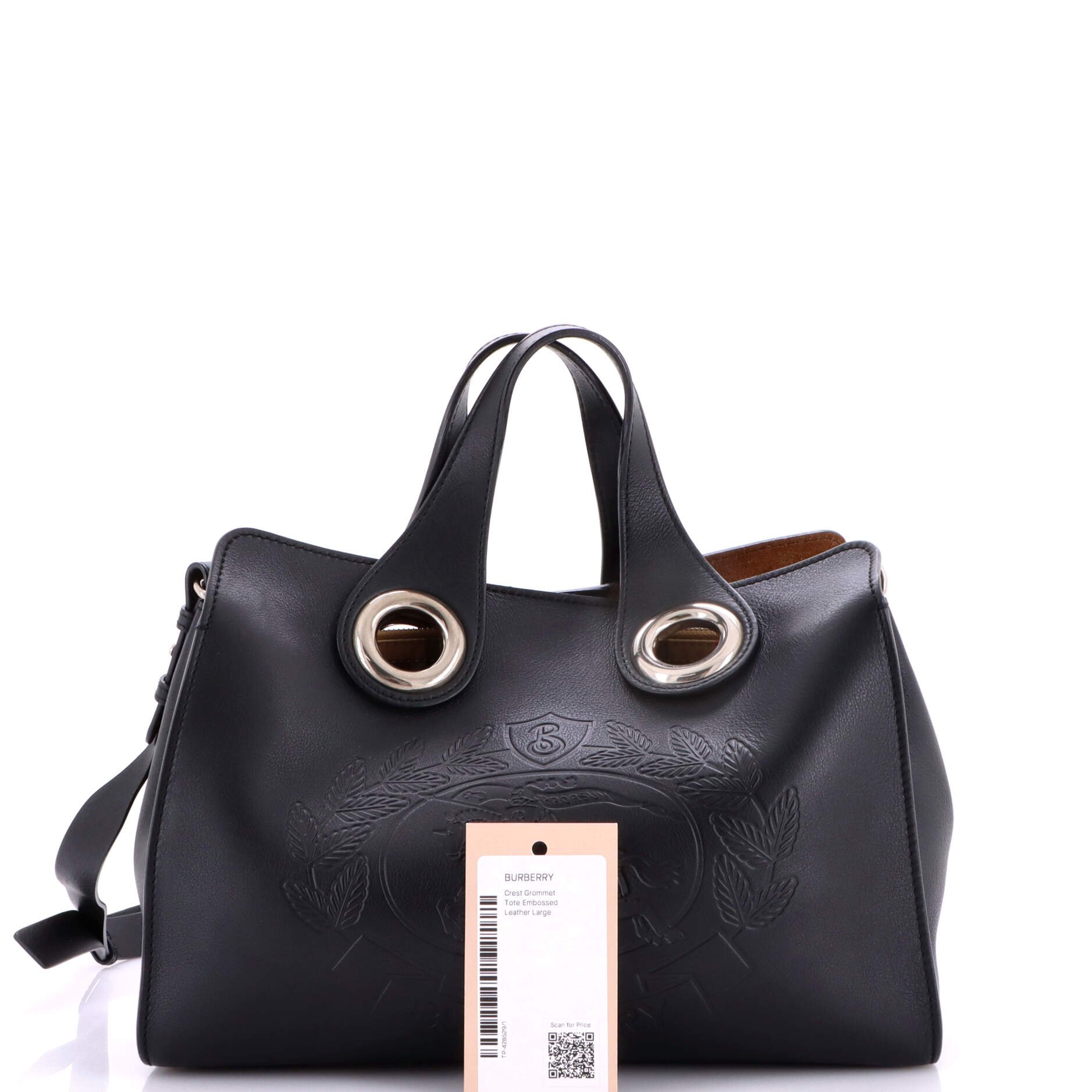 Crest Grommet Tote Embossed Leather Large