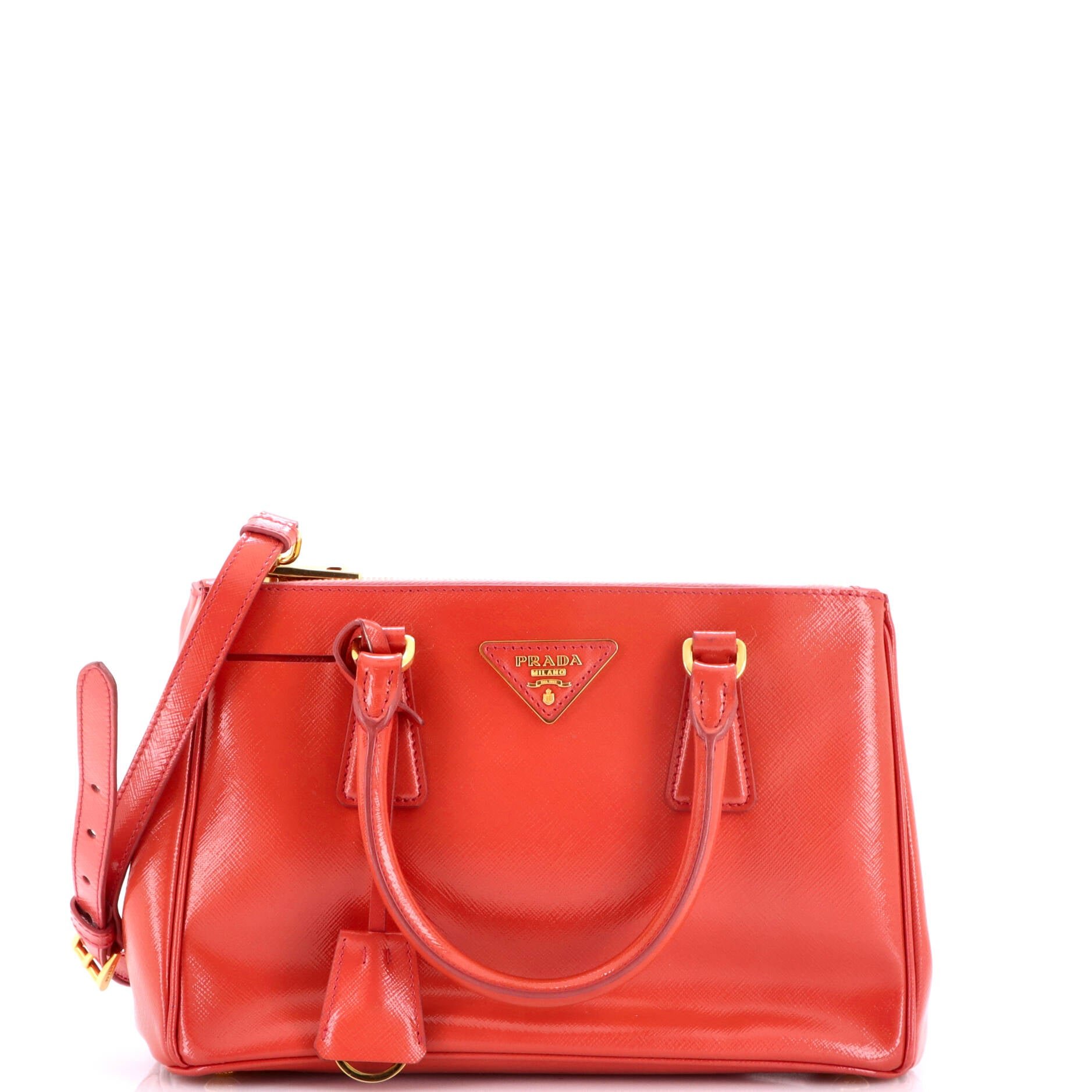 Double Zip Lux Tote Vernice Saffiano Leather Mini