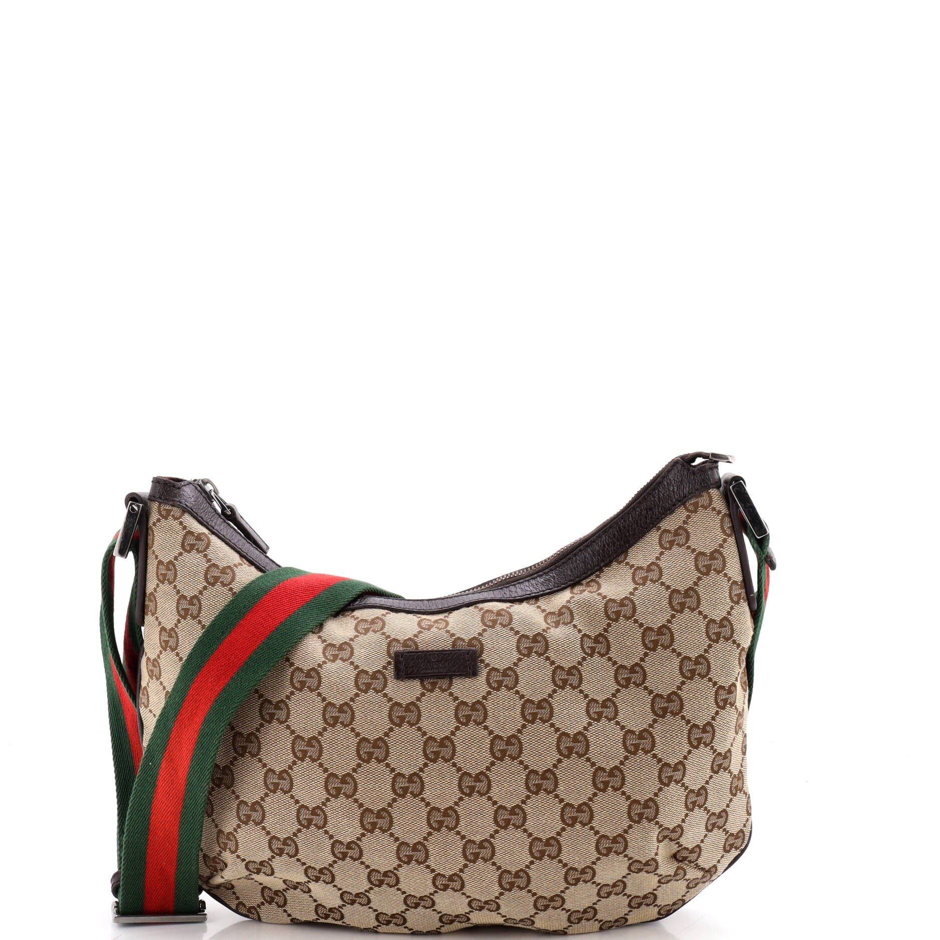 Gucci Saddle Zip Messenger Bag GG Canvas with Leather Medium