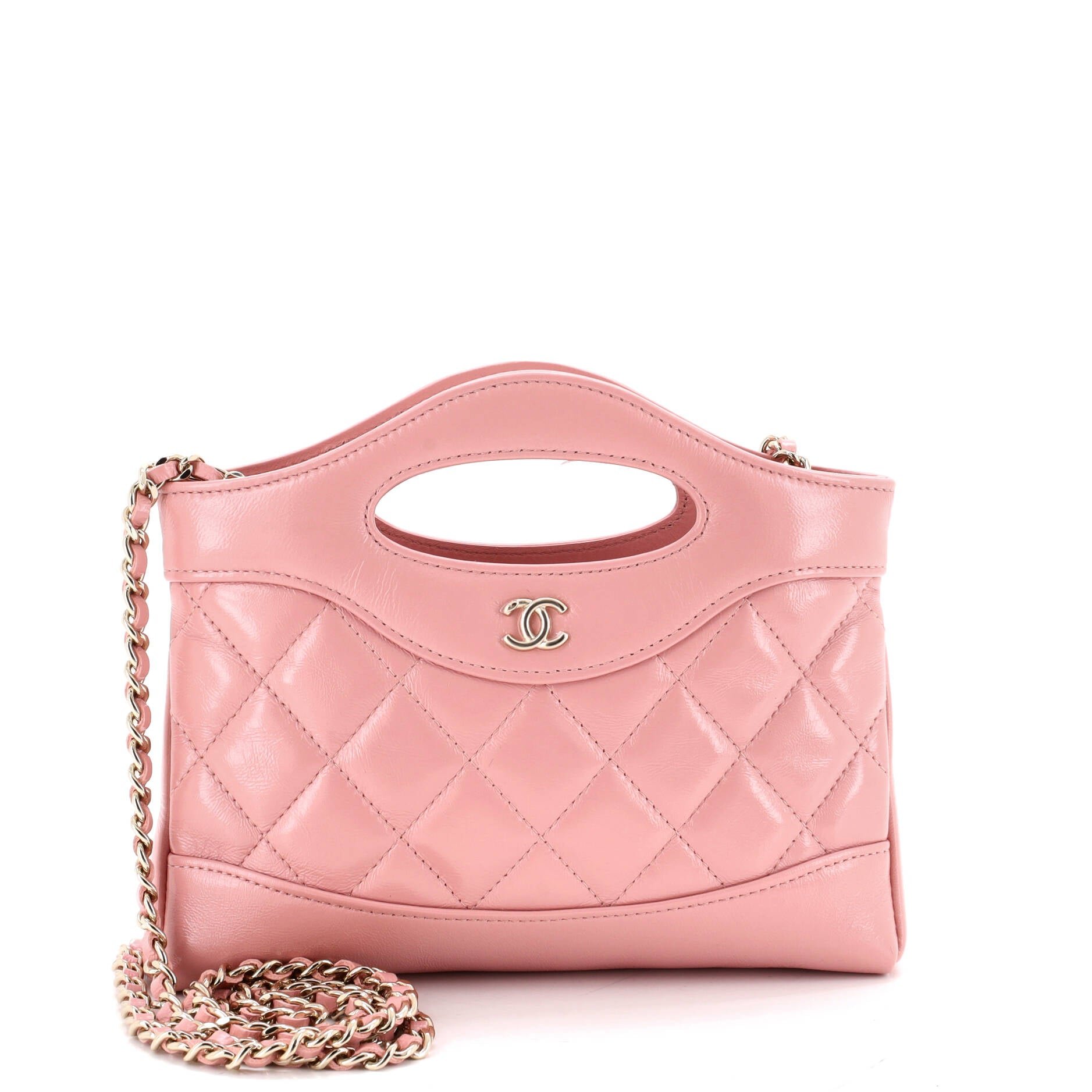 31 Shopping Bag Clutch with Chain Quilted Lambskin Small