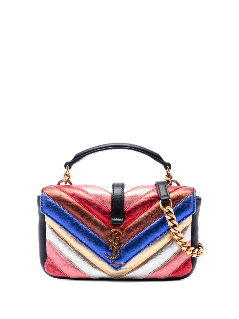 2016 Mini Chevron Sheepskin Multicolor Monogram College satchel