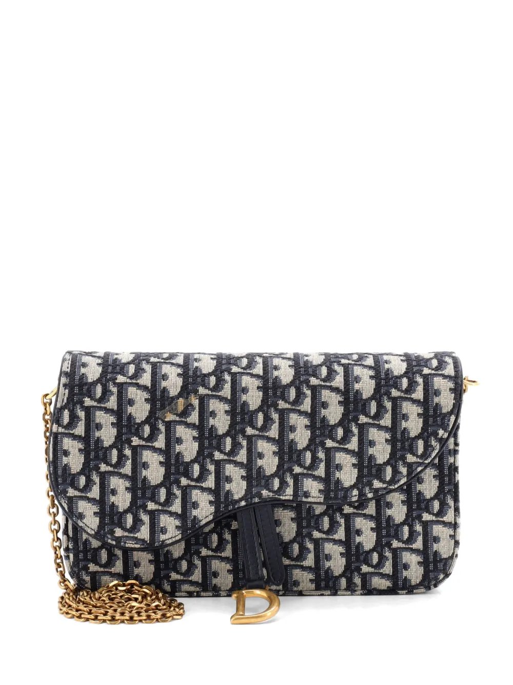 Saddle Chain Oblique Canvas clutch bag