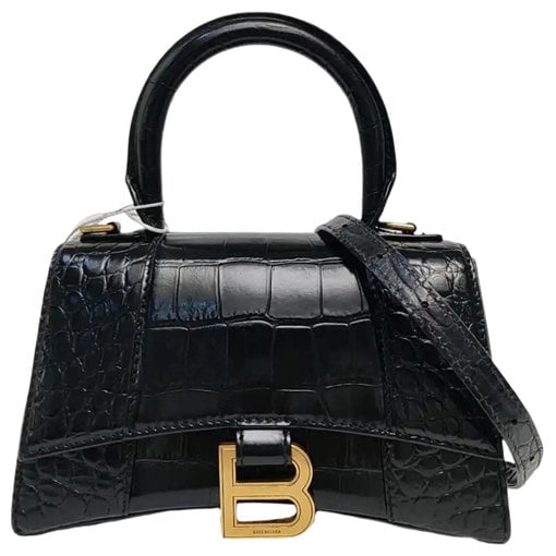 Hourglass leather handbag