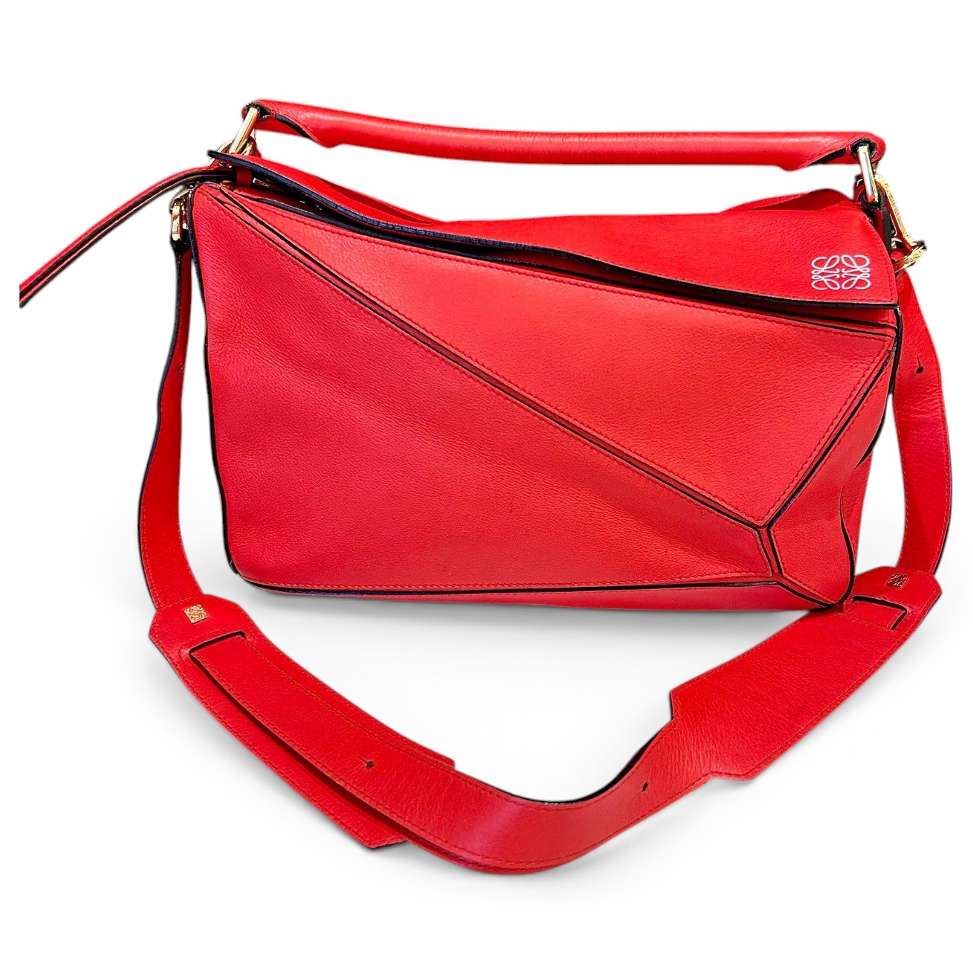 Puzzle leather handbag