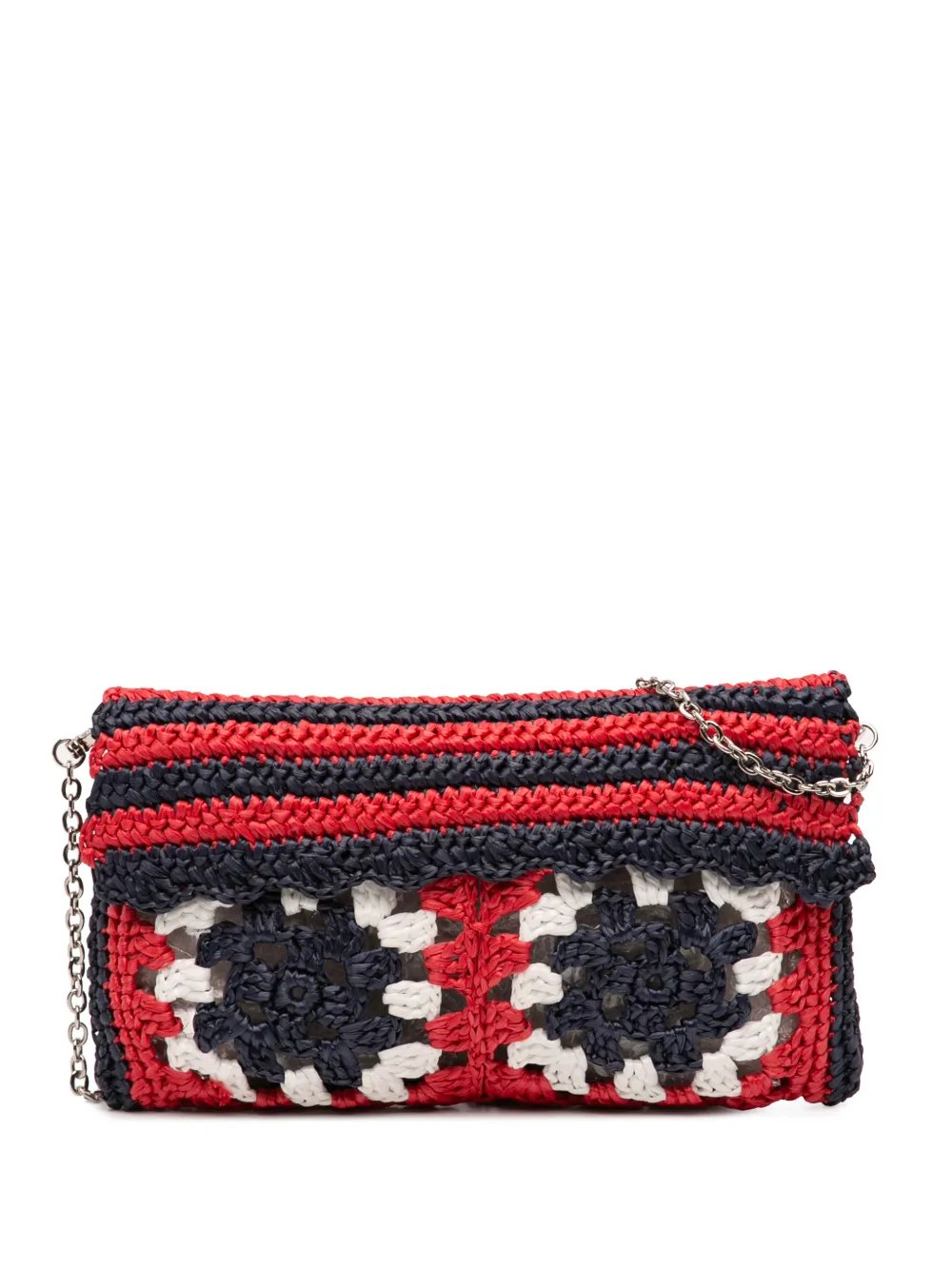 Miu Miu 2009-2026 Multicolor Raffia Crochet Wallet on Chain crossbody bag