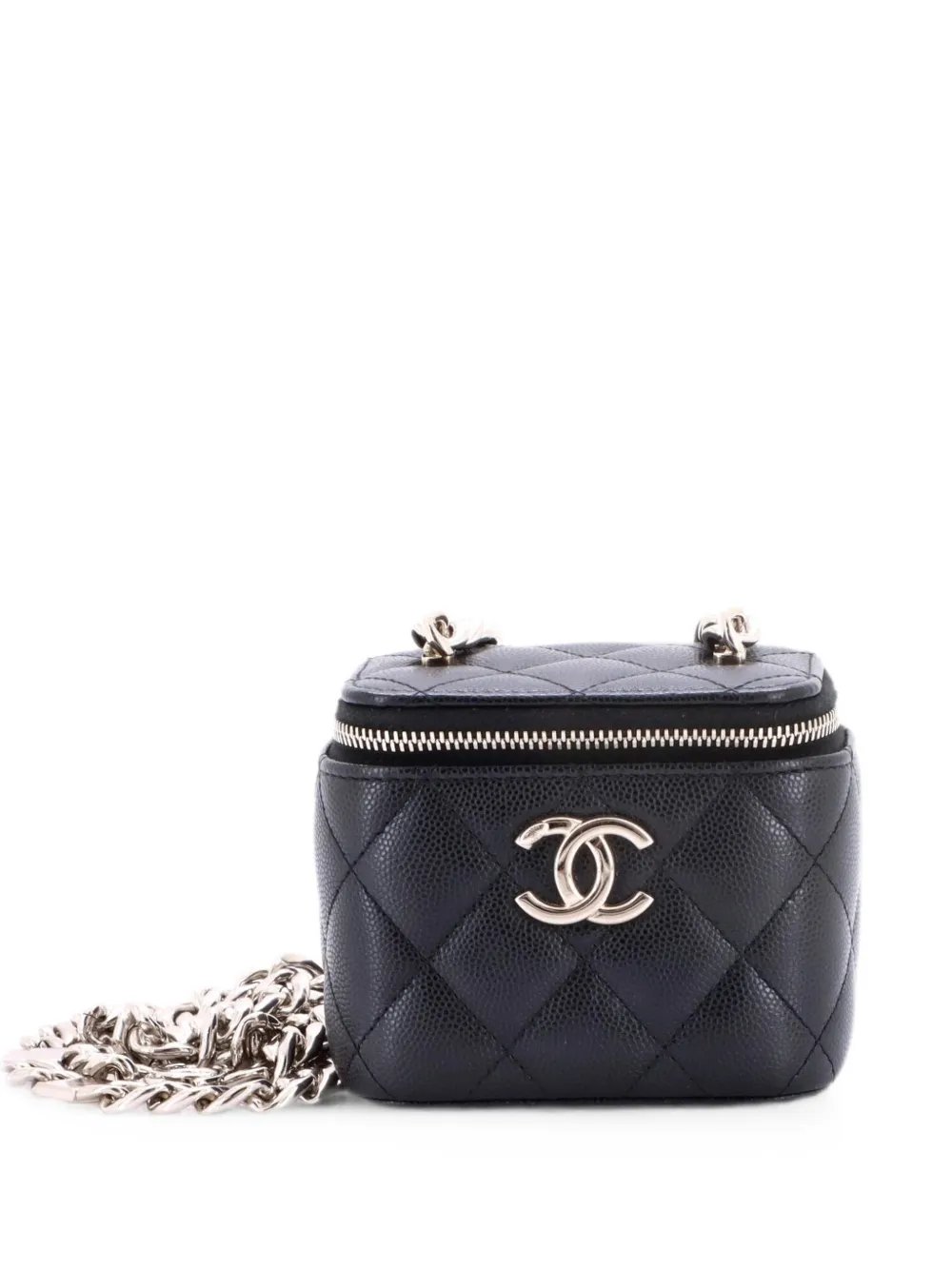 Coco Enamel Strap Vanity Case with Chain Quilted Caviar Mini crossbody bag