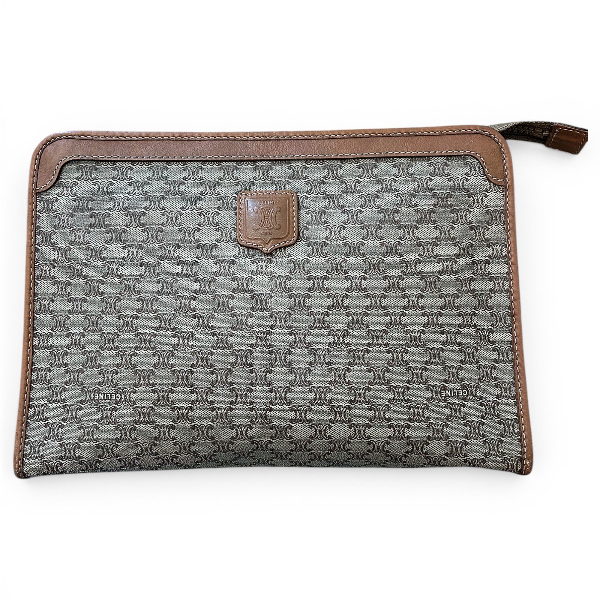 Triomphe Vintage leather clutch bag