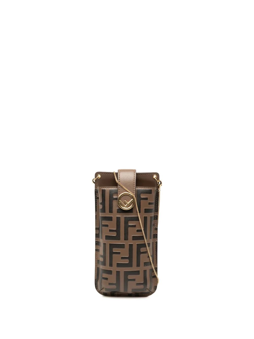 2010-2026 FF 1974 Embossed Leather Phone Pouch on Chain crossbody bag