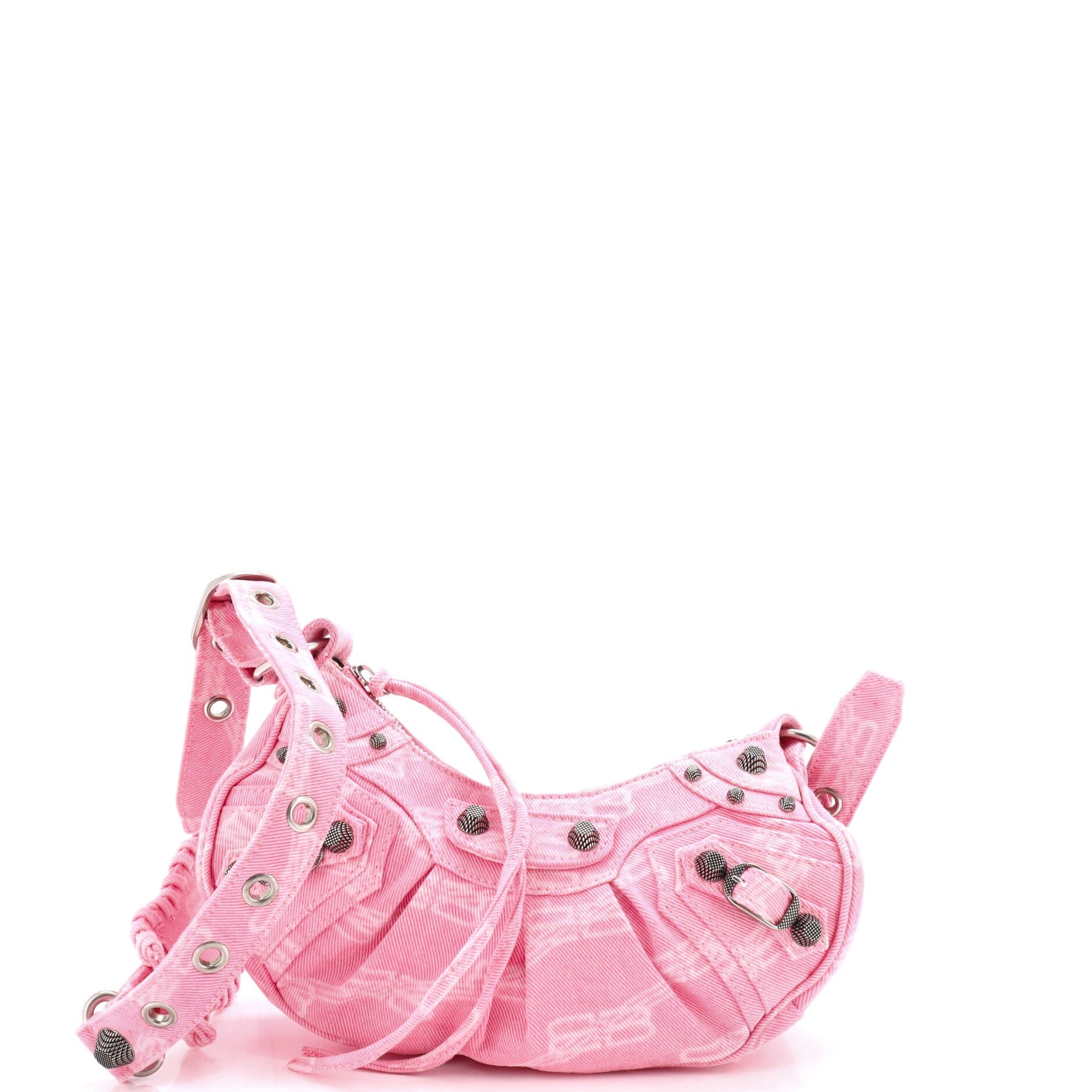 Balenciaga Le Cagole Giant Studs Shoulder Bag BB Denim XS