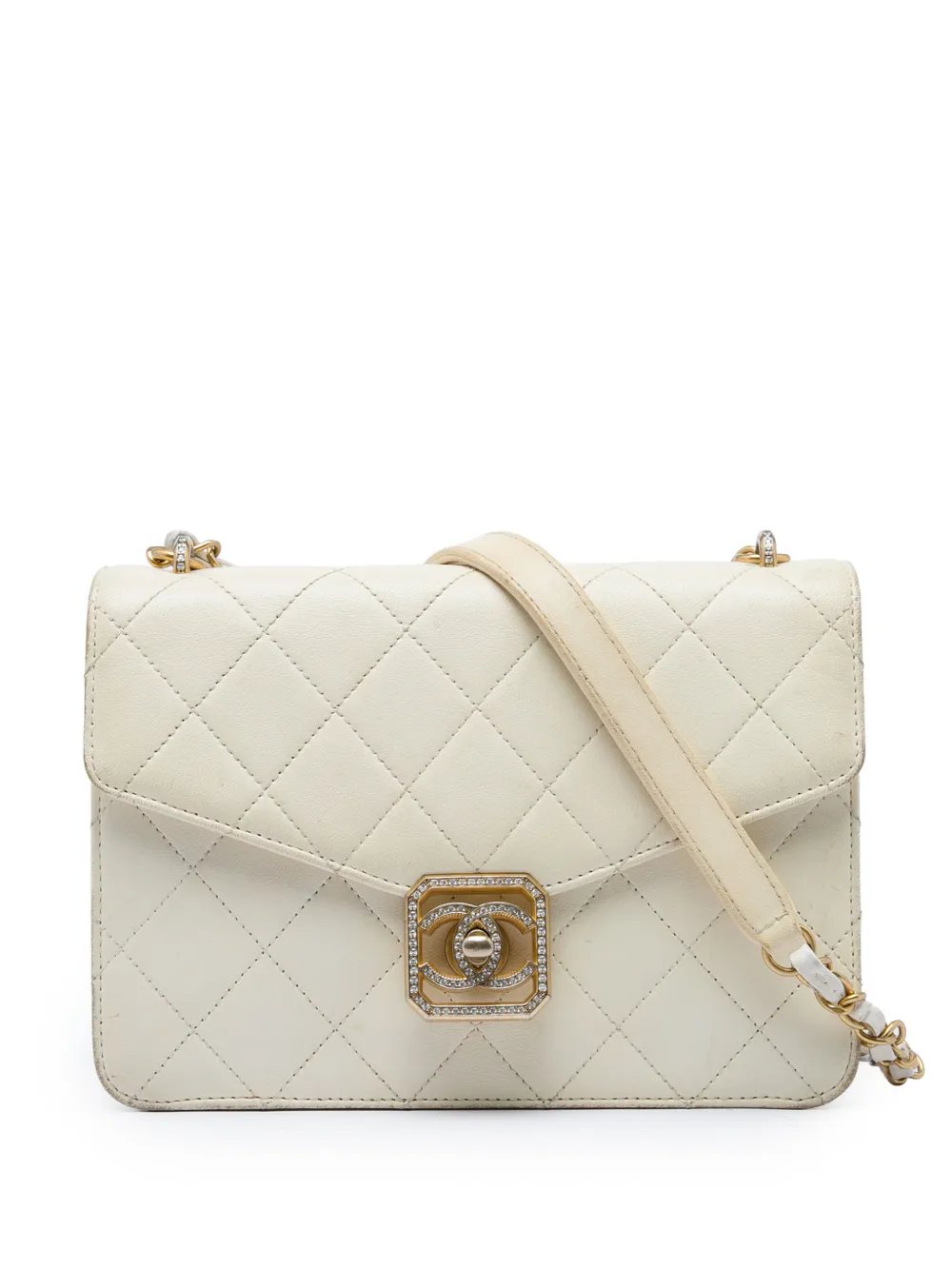 2021-2026 Quilted Lambskin Crystal Geometric CC Frame Flap crossbody bag