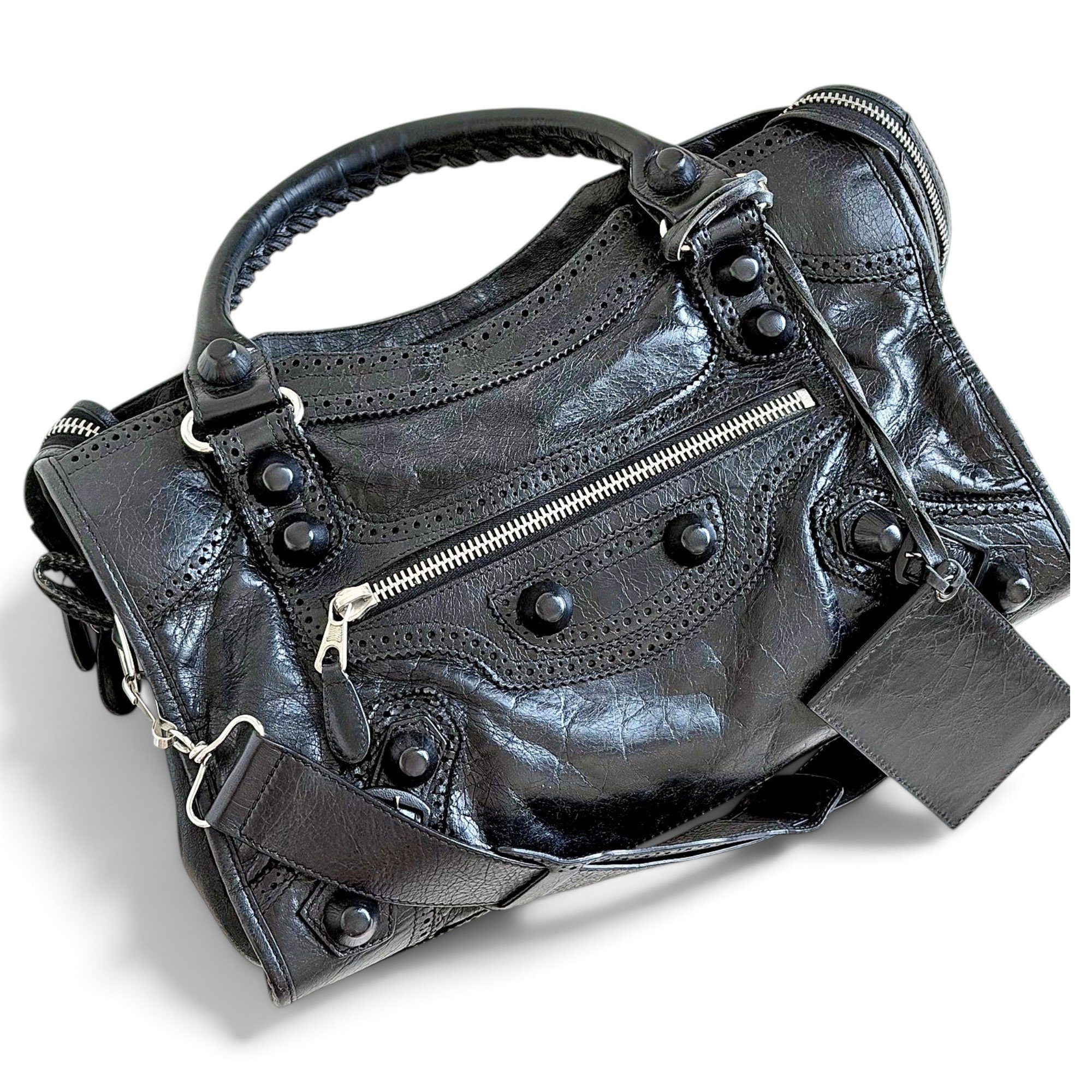 City leather handbag