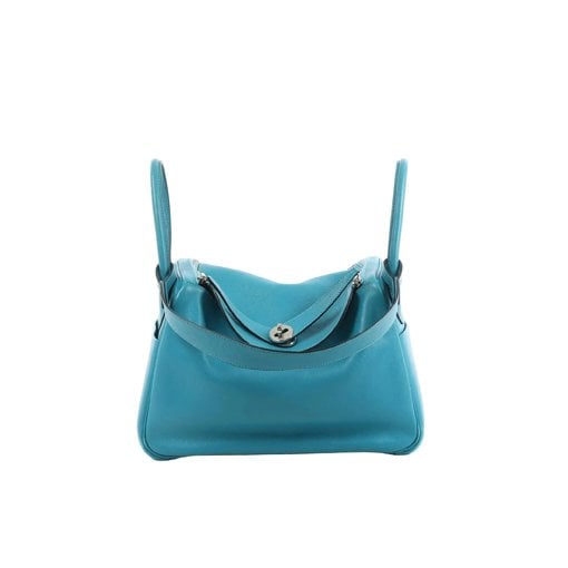 Hermes Lindy Handbag Turquoise Swift Leather