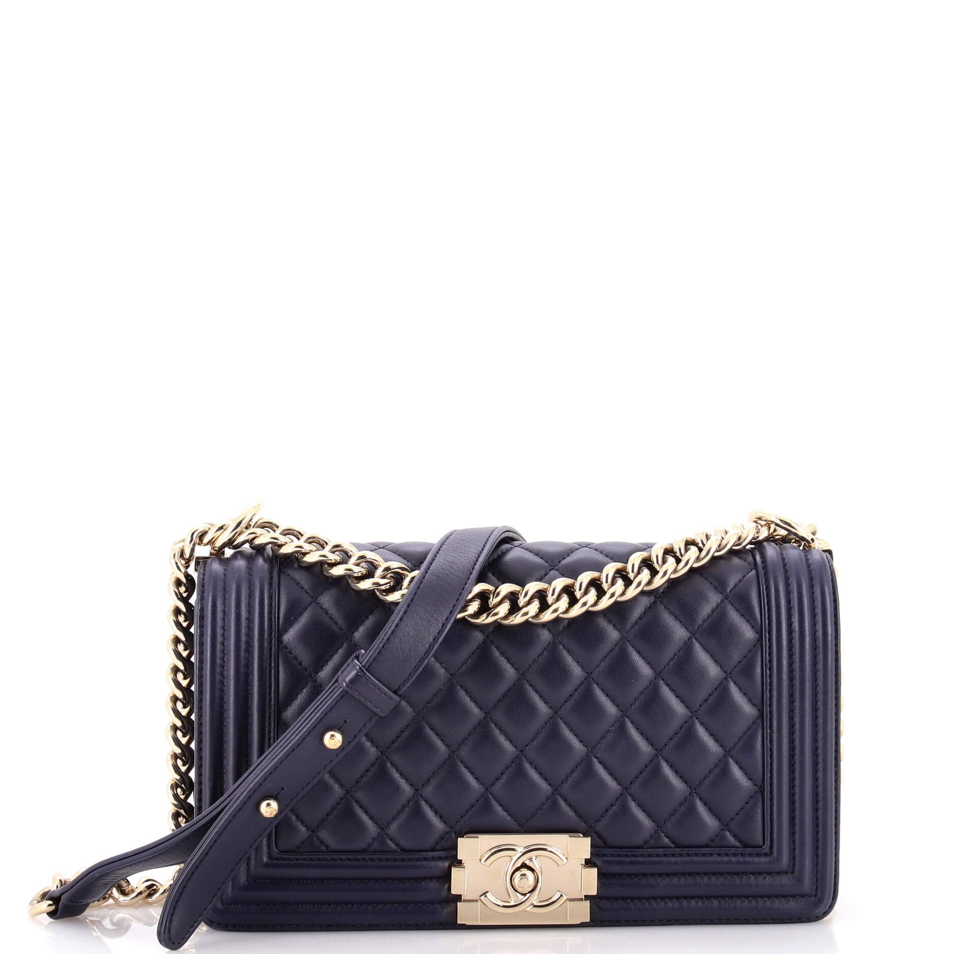 Chanel Boy Flap Bag Quilted Lambskin Old Medium