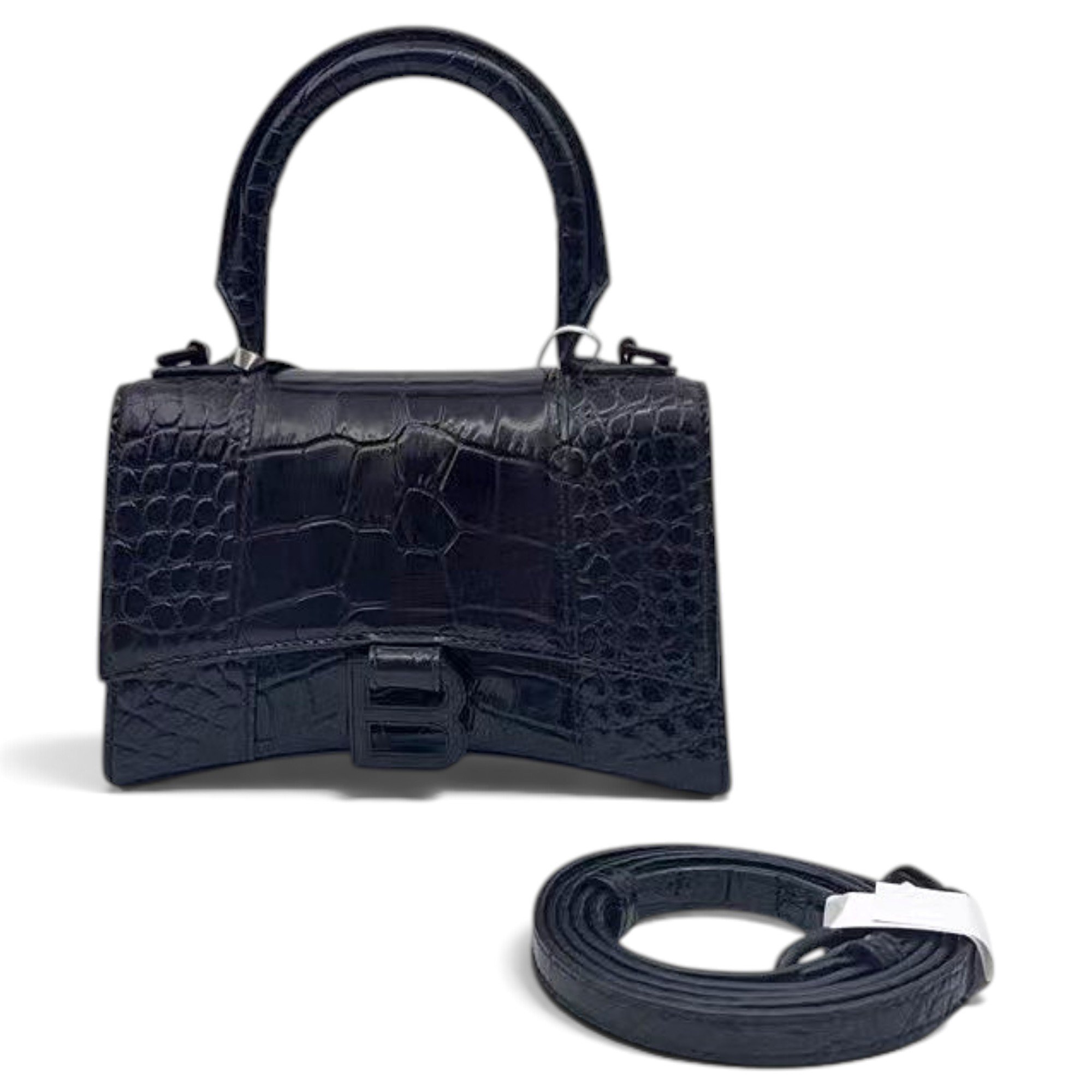 Hourglass leather handbag