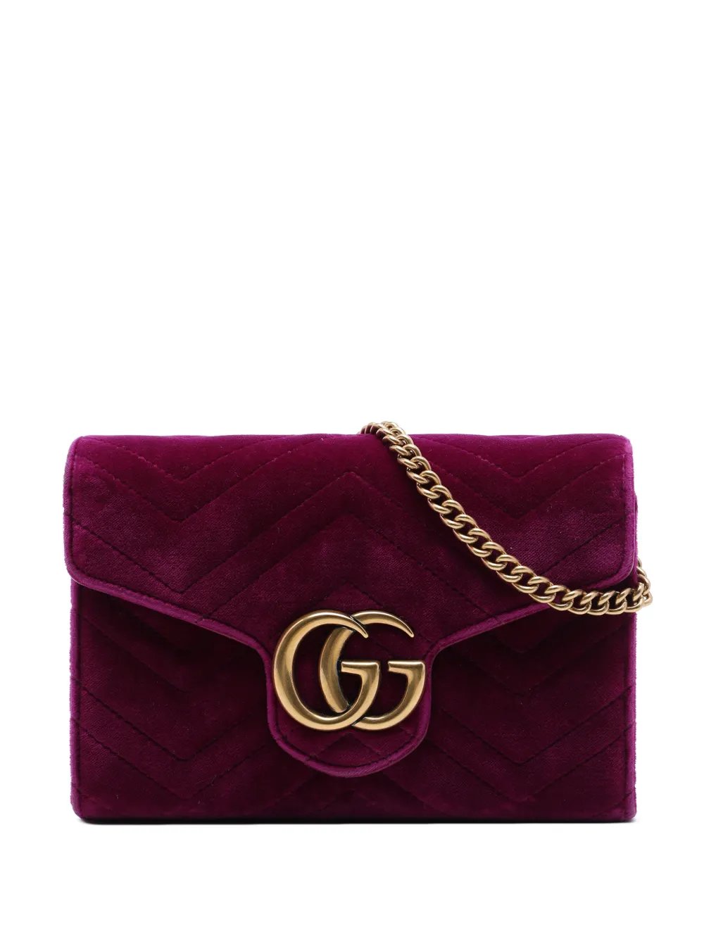 2016-2026 GG Marmont Matelasse Velvet Wallet On Chain crossbody bag