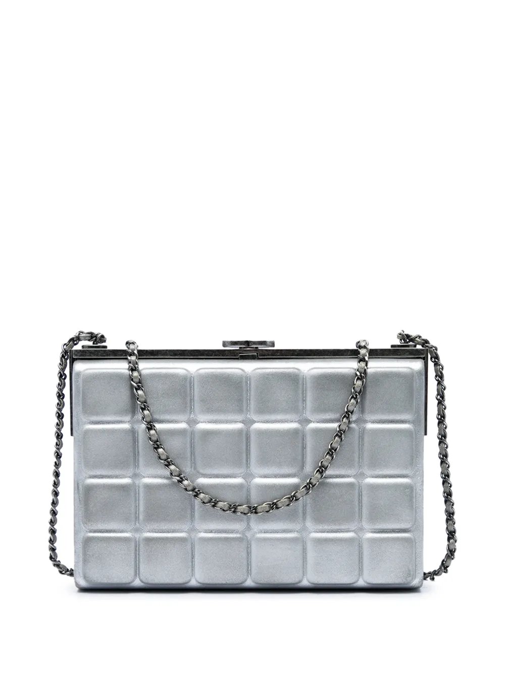 2016-2017 Chocolate Bar Metallic Lambskin Frame Clutch with Chain crossbody bag