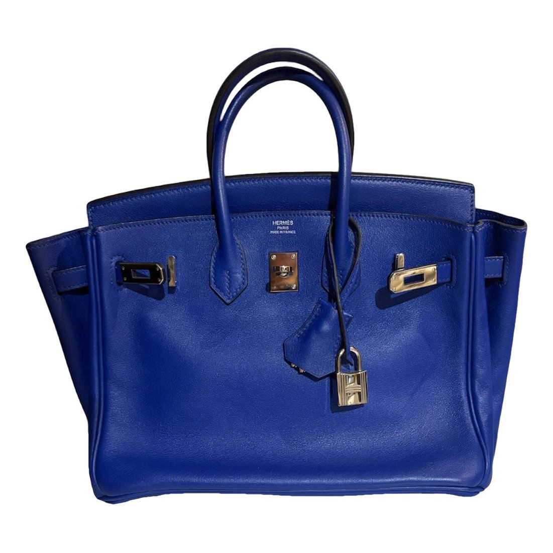 Hermes Birkin 25 Handbag Deep Blue Togo Leather