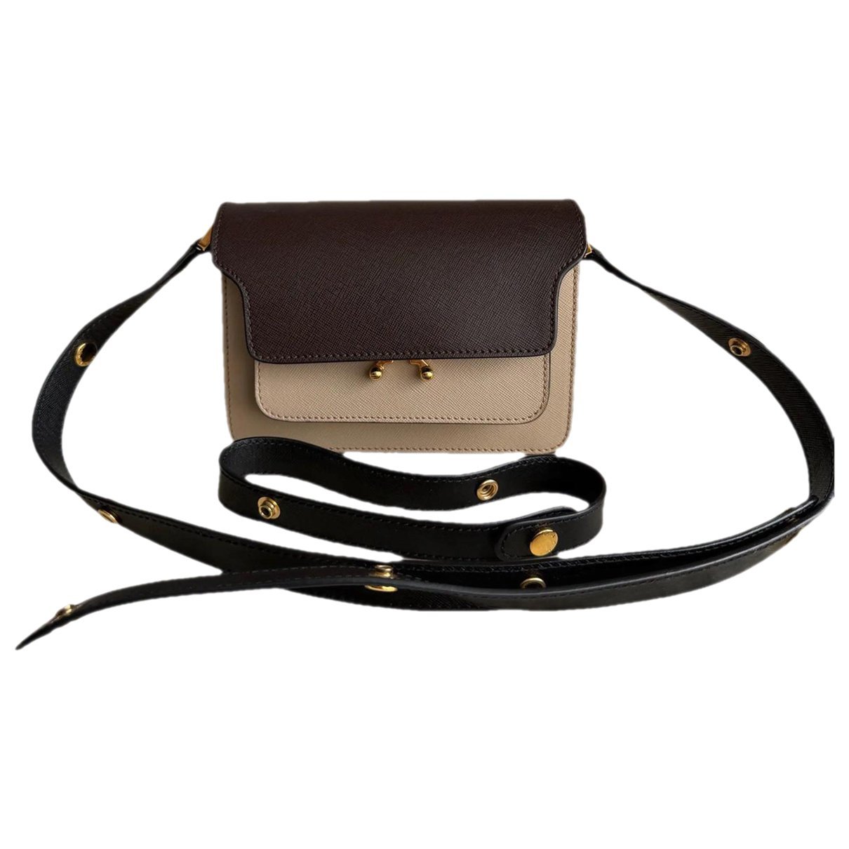 Trunk leather crossbody bag