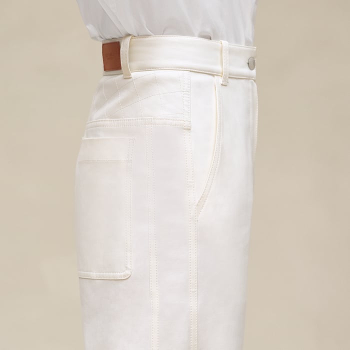 Blanc Naturel Pantalon Taille Haute