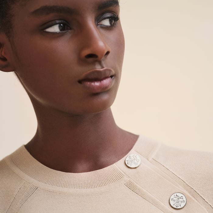 Beige Palomino Short-sleeve Cashmere Sweater