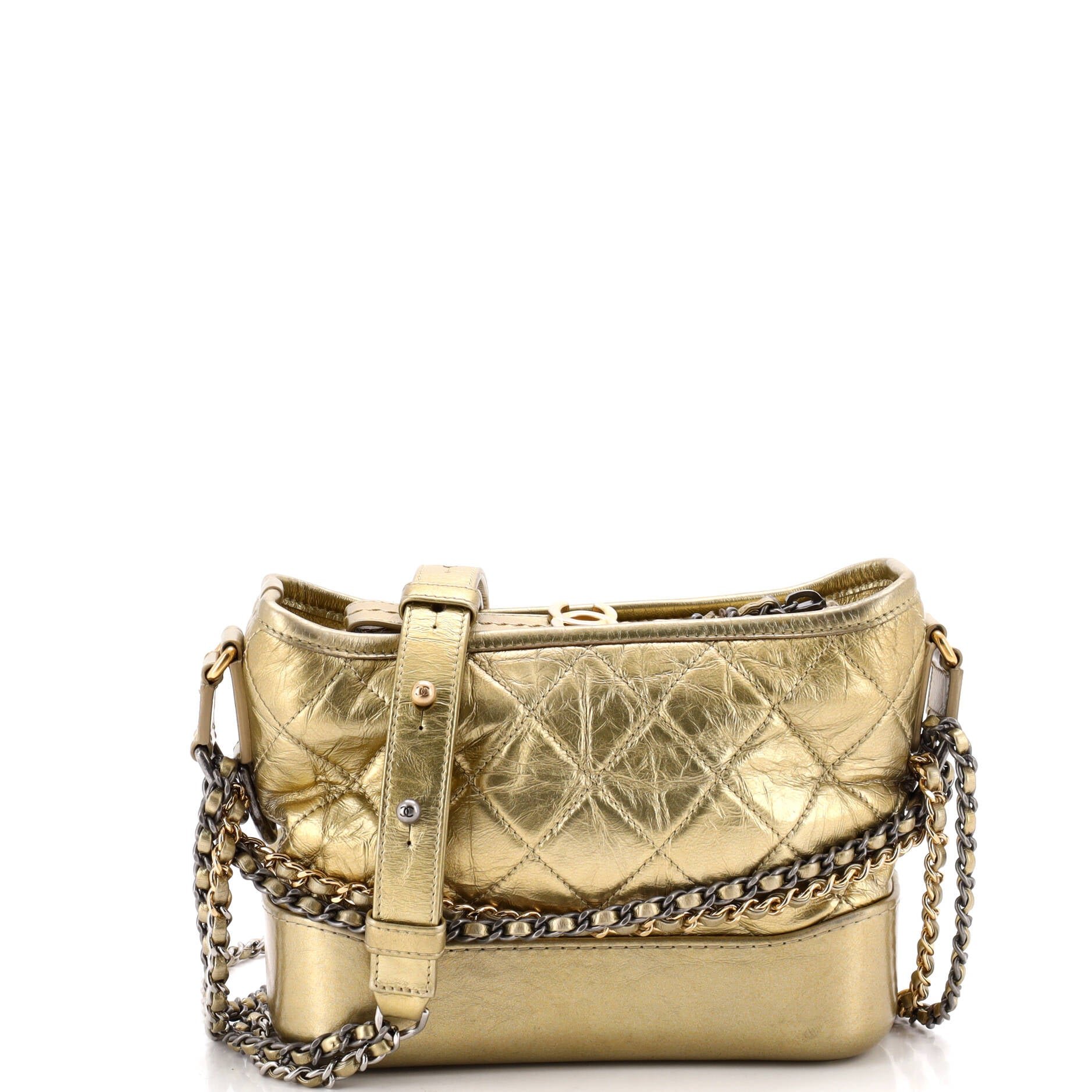 Gabrielle Hobo Quilted Metallic Aged Calfskin Small