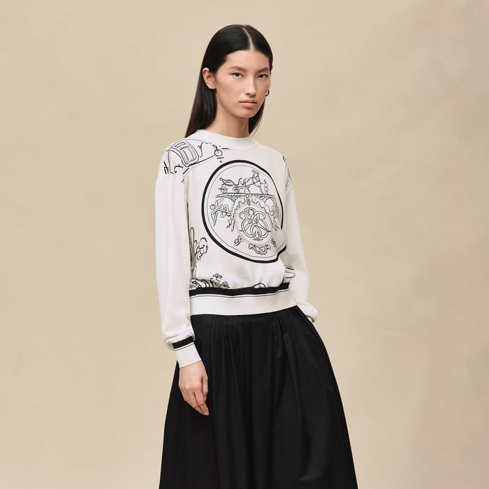 Blanc Nacre "Ex-libris a Main Levee" Long-sleeve Twillaine Sweater