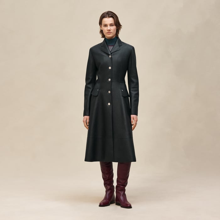 Noir Equestrian Leather Coat